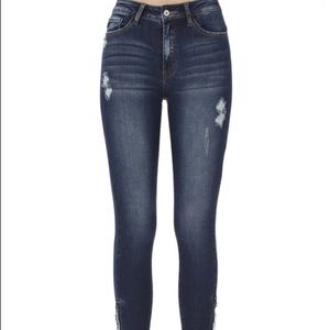 KANCAN ZIPPER ANKLE JEANS